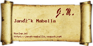Janák Mabella névjegykártya